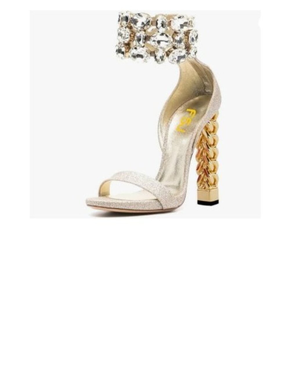FSJ Women Open Toe Stylish Sandal Ankle Strap Chunky Gold High Thick Heels